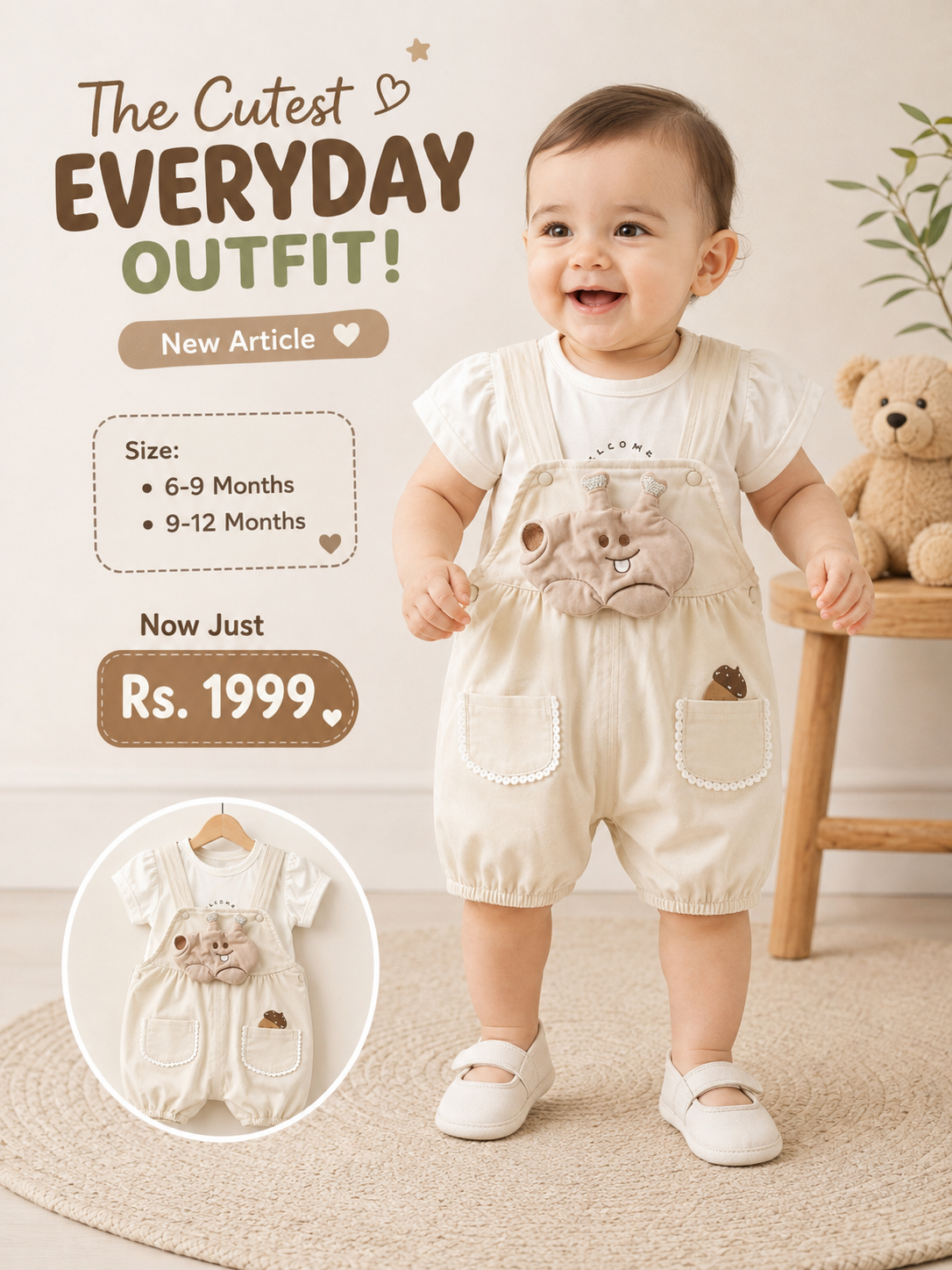 Baby Unisex Dungaree Romper Set | Soft Cotton Outfit
