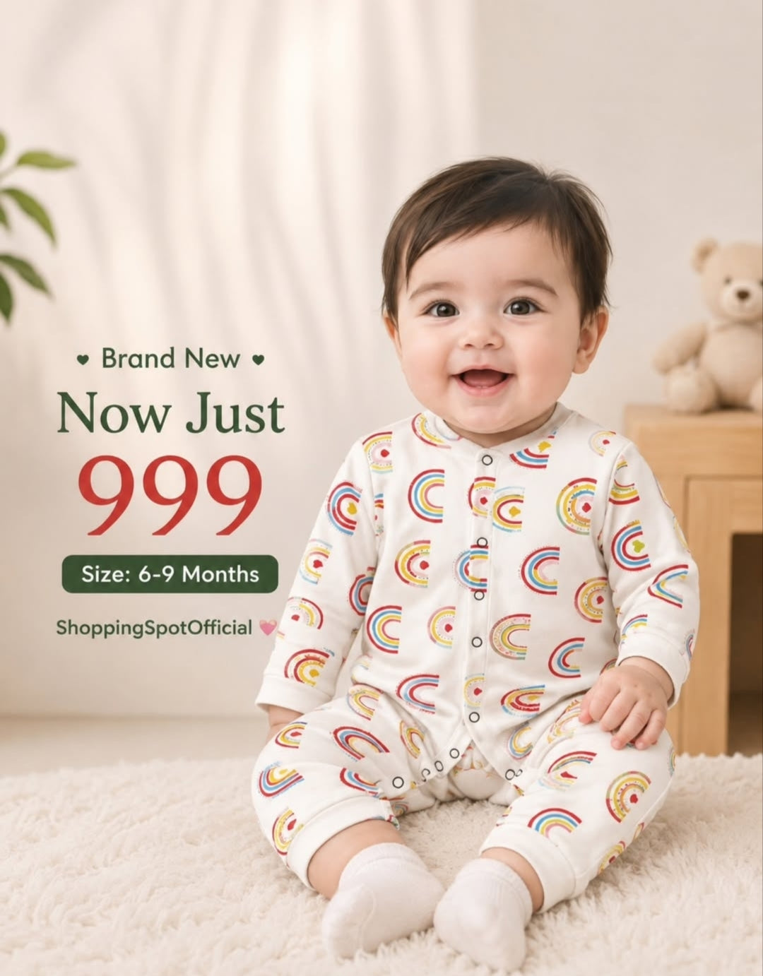 Rainbow Print Baby Romper – Soft Cotton Newborn Jumpsuit
