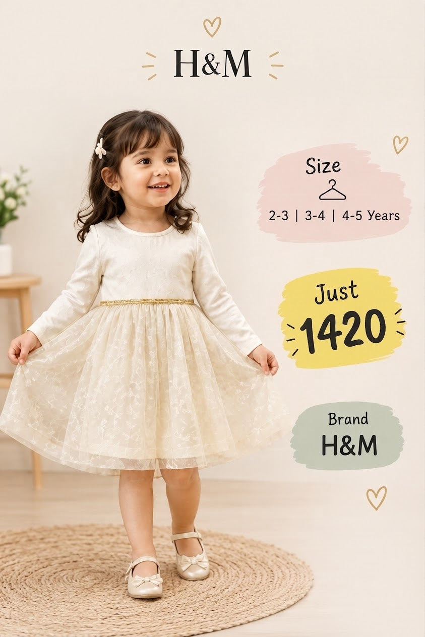 H&M Cream Lace Party Dress for Girls