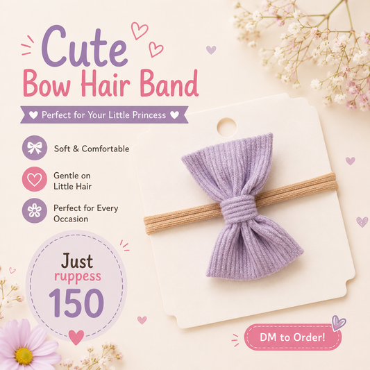 Soft Ribbed Lavender Purple Baby Bow Headband – Stretchy Nylon Hairband