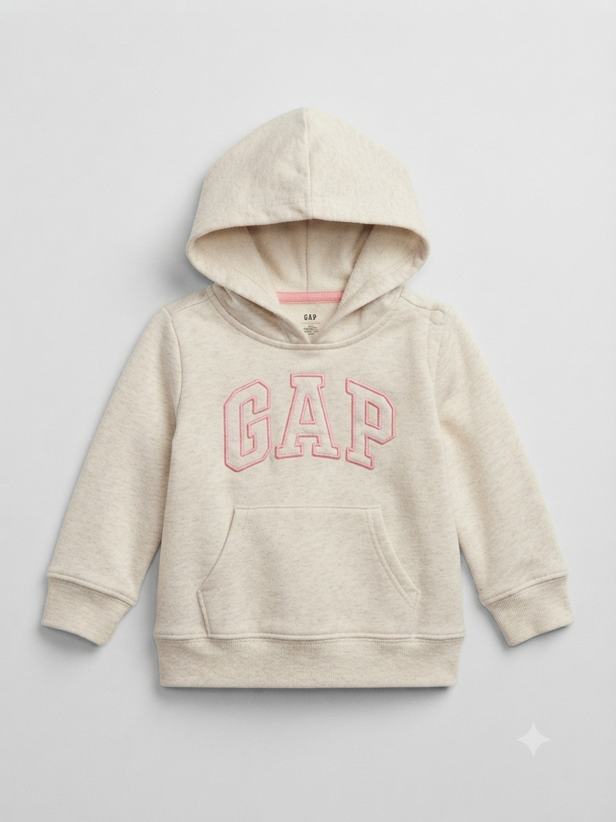 Gap Kids Logo Hoodie | Unisex Gray Pullover Sweatshirt with Pocket