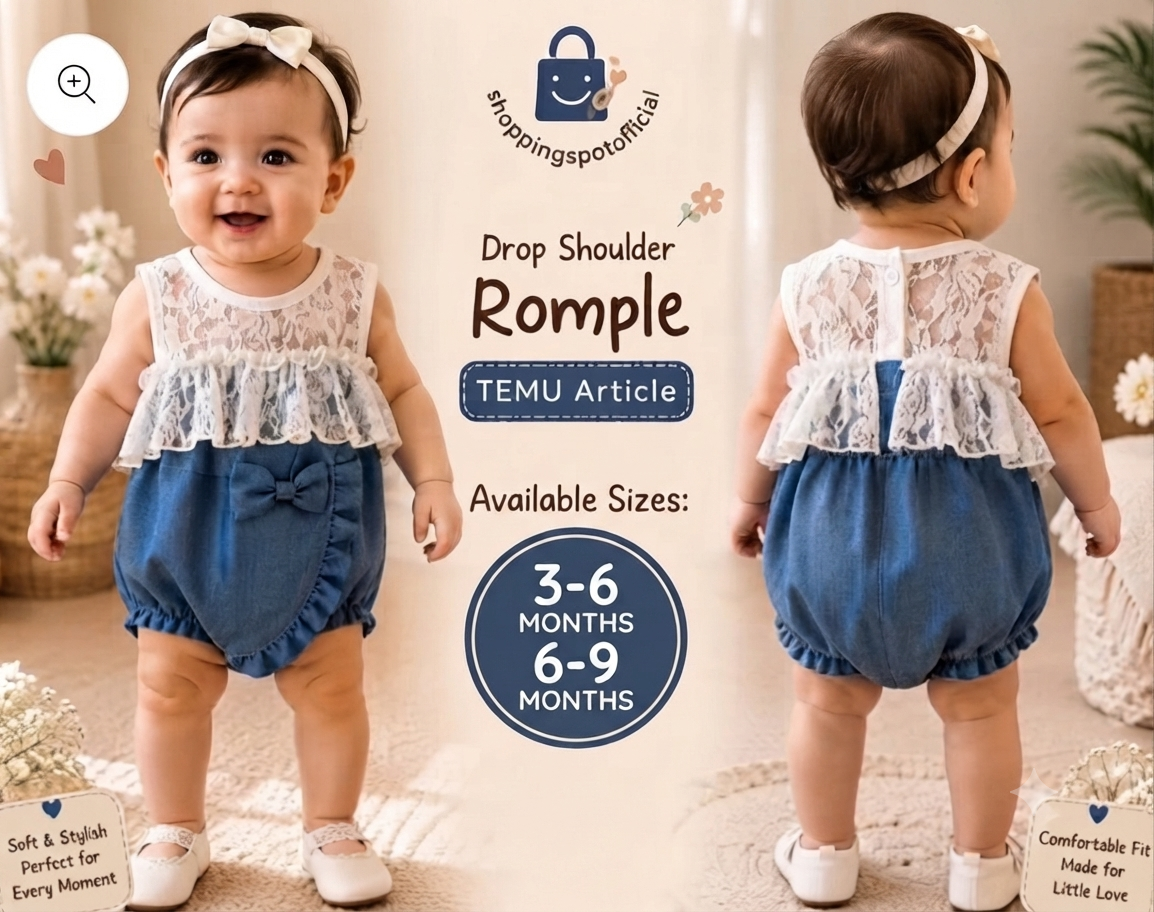 Baby Girls Lace Top Denim Romper Outfit