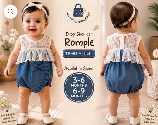 Baby Girls Lace Top Denim Romper Outfit