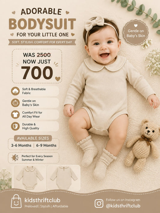 Baby Cream Peter Pan Collar Bodysuit – Soft fancy Romper