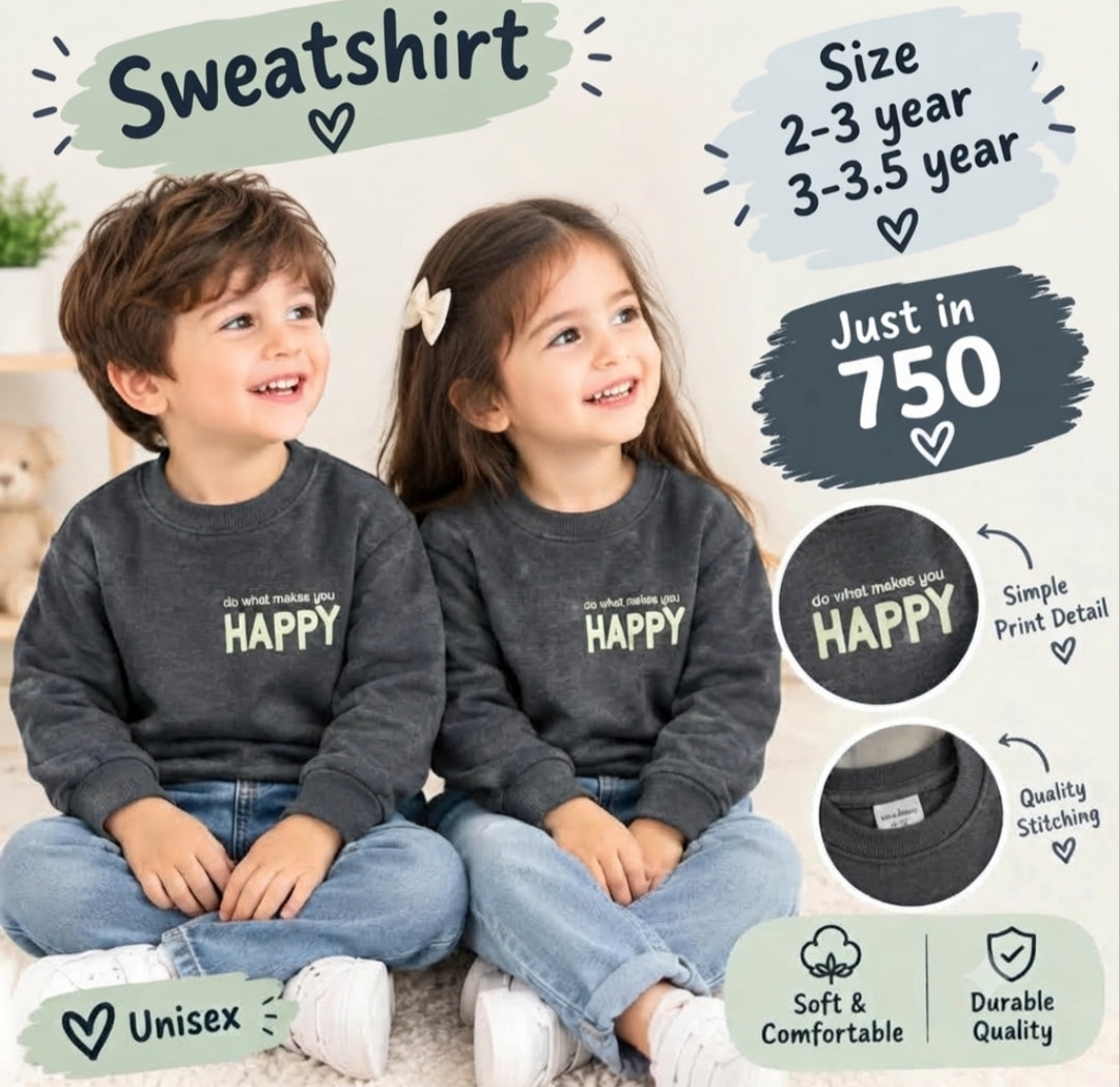 Kids "Do What Makes You Happy" Unisex Dark Grey Sweatshirt