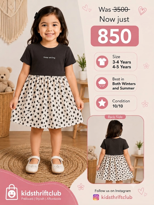 Girls Black & White Leopard Print Dress | Stylish Kids Frock