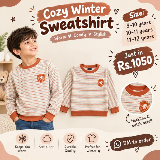 Stripe Pattern Cozy Winter Sweatshirt for Kids