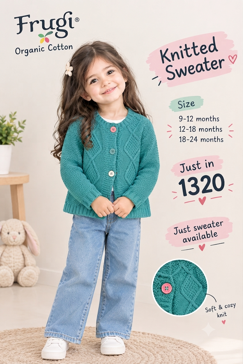 Frugi Organic Teal Knitted Sweater for Toddlers