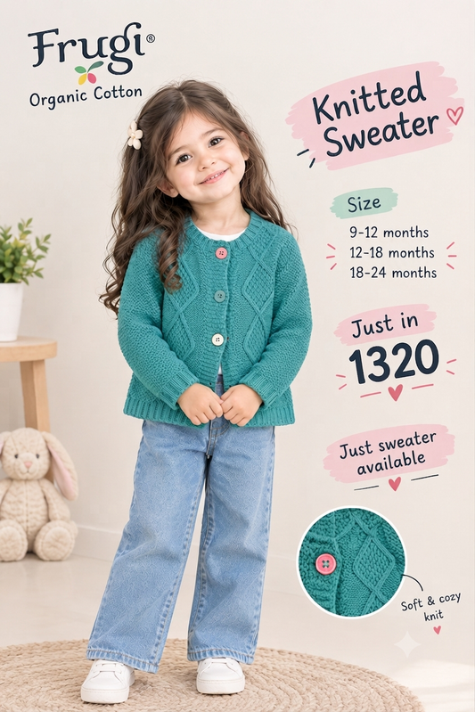 Frugi Organic Teal Knitted Sweater for Toddlers