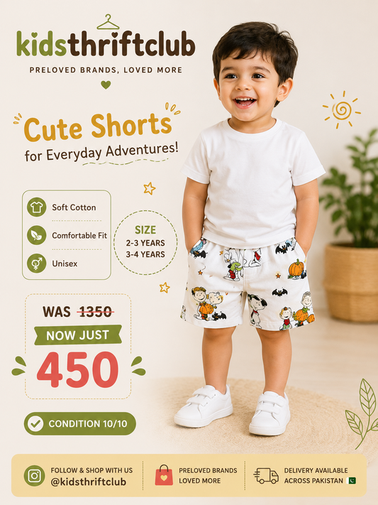 Unisex Kids Printed Cotton Shorts – Comfortable Everyday Wear