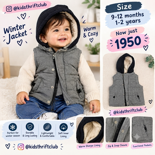 Baby Winter Hooded Jacket – Warm Sherpa Lined Puffer Vest