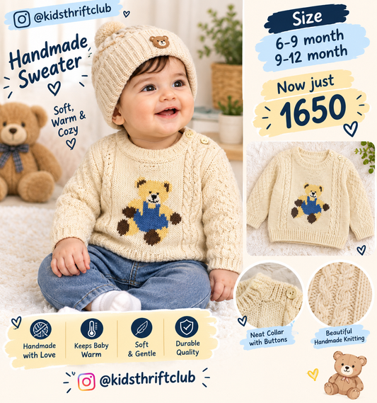 Handmade Knitted Baby Bear Sweater – Warm Winter Sweater