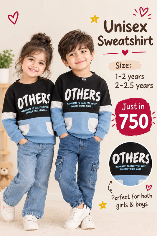 "OTHERS" Graphic Colorblock Unisex Sweatshirt for Kids