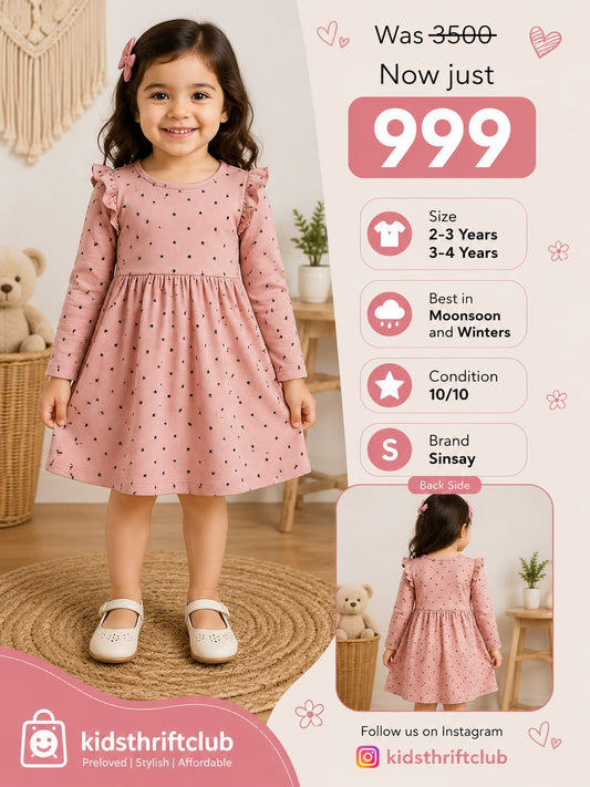 Sinsay Girls Pink Star Print Dress | Cute Frock