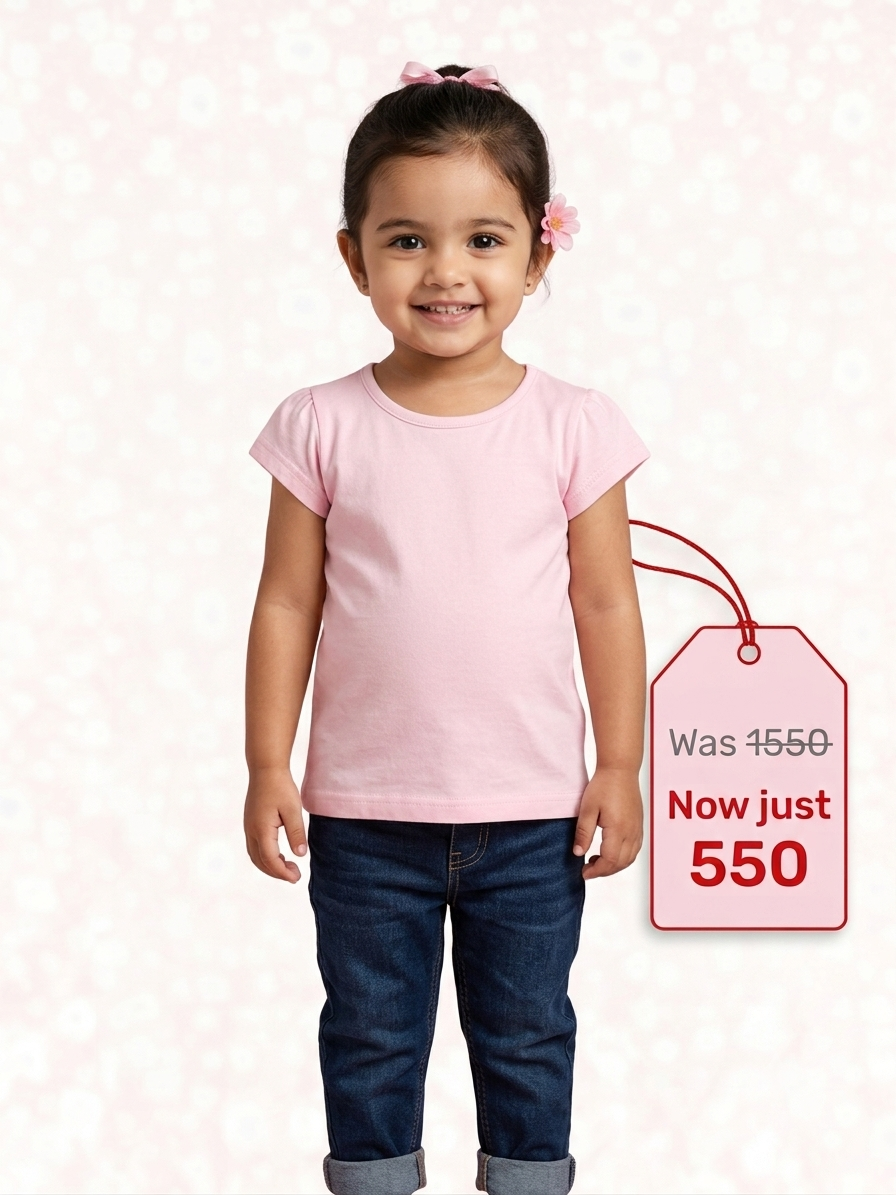 Inspire Girls Pink Cotton Basic T-Shirt – Soft Everyday Top