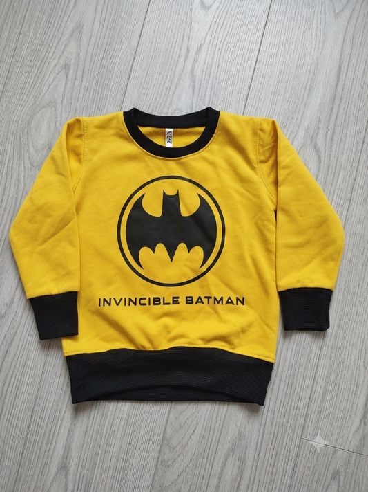 Kids Yellow Batman Graphic Sweatshirt – Long Sleeve Casual Top