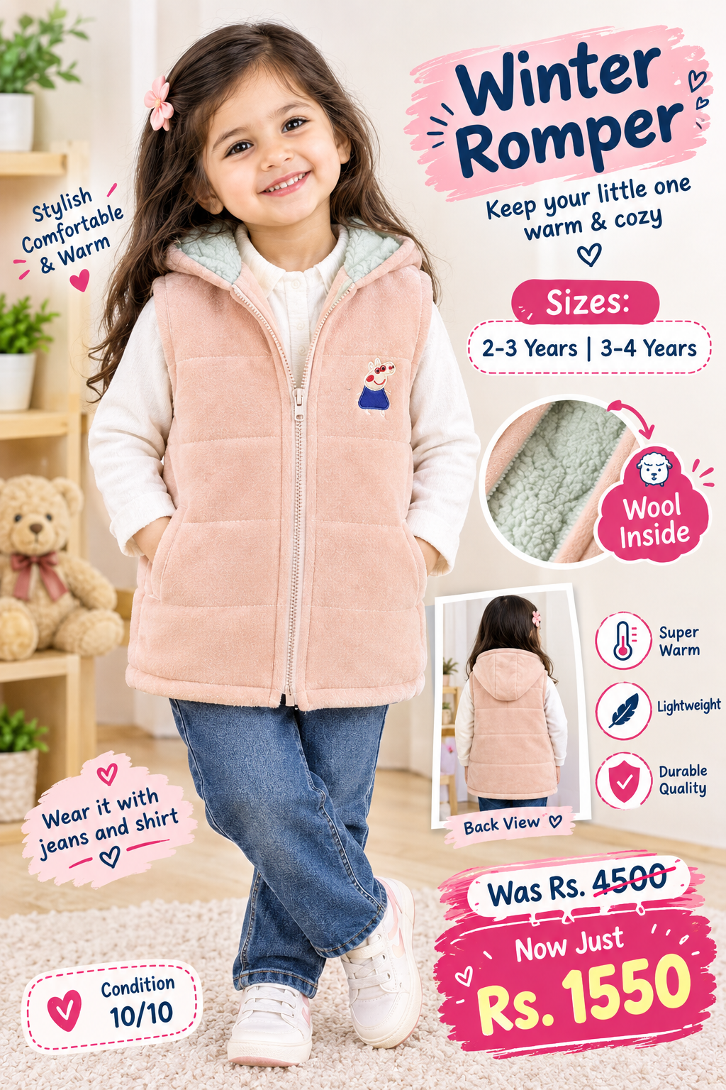 Pink Fleece Winter hoodie