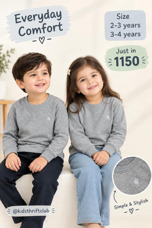 Unisex Grey Everyday Comfort Sweatshirt for Kids