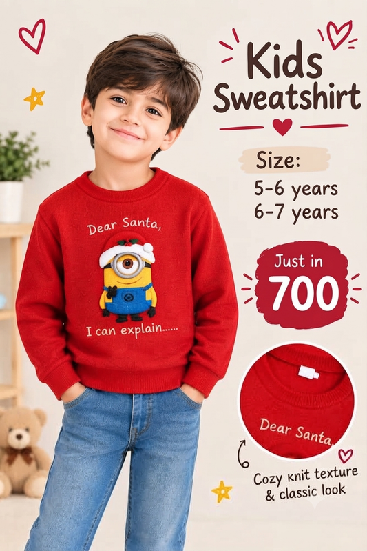 Red Minion "Dear Santa" Graphic Kids Sweatshirt