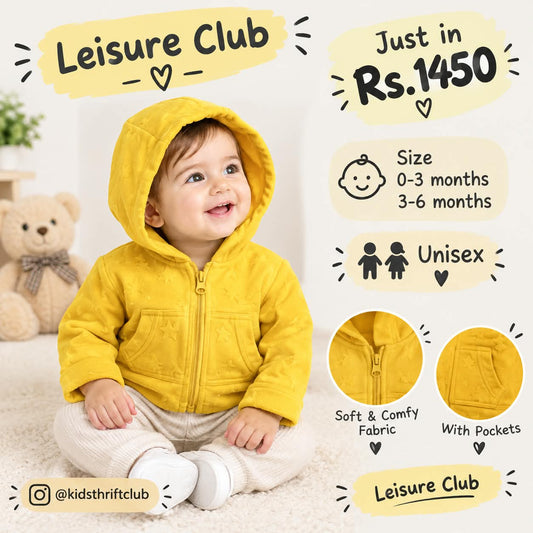 Leisure Club Unisex Yellow Hooded Jacket for Baby Infants