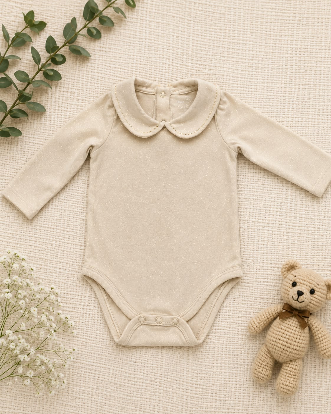 Baby Cream Peter Pan Collar Bodysuit – Soft fancy Romper