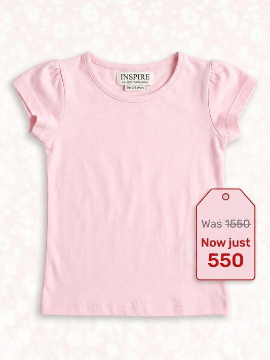 Inspire Girls Pink Cotton Basic T-Shirt – Soft Everyday Top