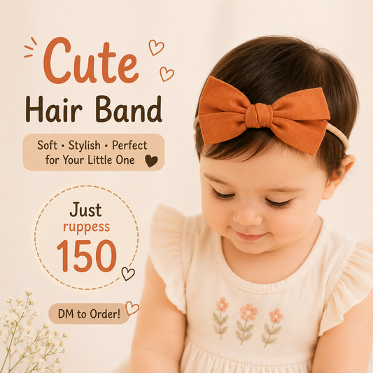 Rust Orange Fabric Toddler Knot Bow Headband – Gentle Stretch