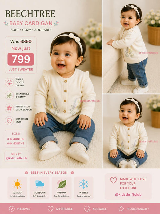 Floral Embroidered Soft Baby Cardigan Sweater